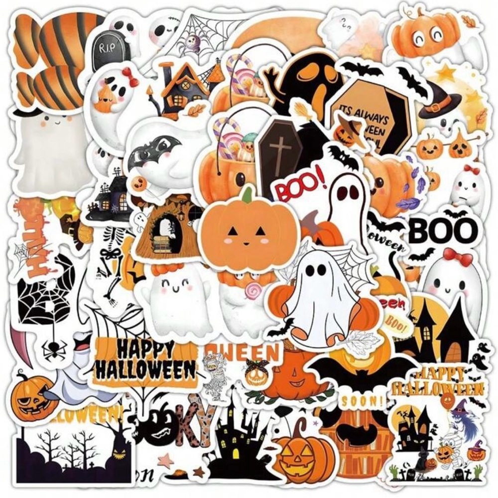 50 Fun Halloween Stickers Ghosts Pumpkins Party Favors